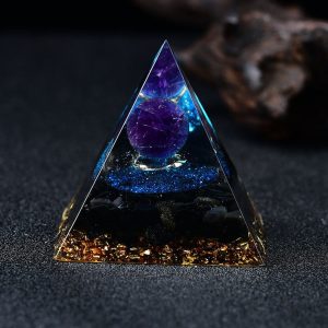 2.36 英寸魔法 Orgone 戒指金字塔手工製作紫水晶水晶球藍水晶黑曜石家居裝飾收藏禮物
