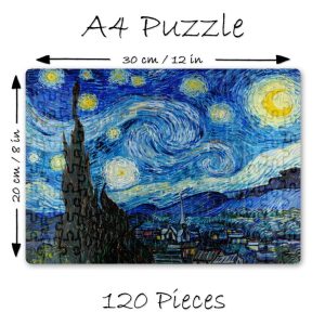 Van Gogh 300 Piece Jigsaw Puzzle The Starry Night A3 A4 A5 Adult Jigsaw 42cm x 30cm Gift Him Her Artist Painter post-impressionist Vincent